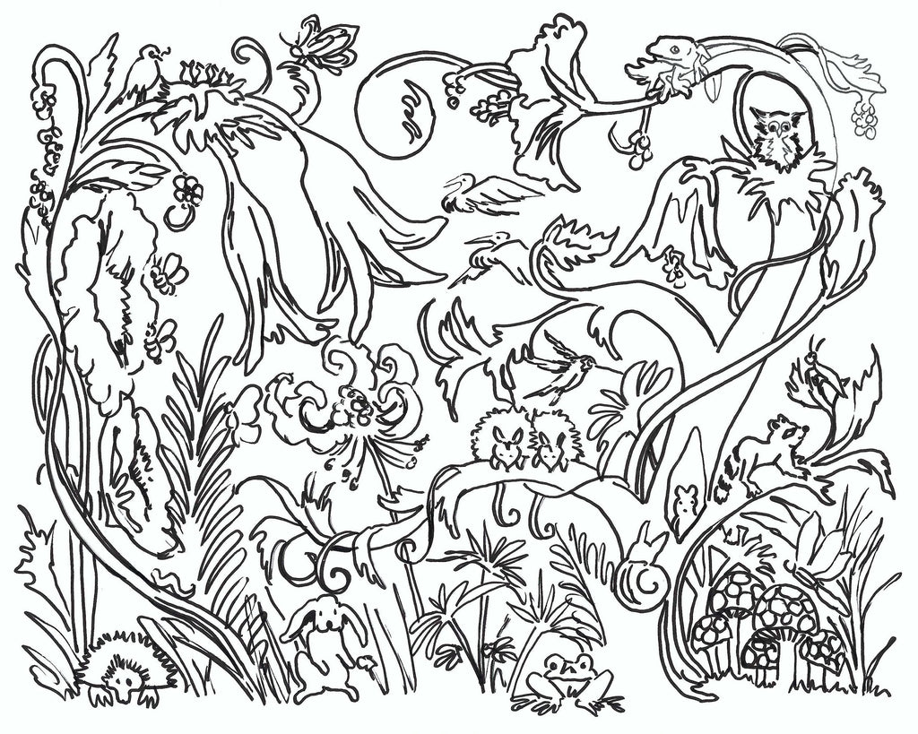 Fantasy Garden Coloring Page - Digital product