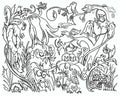 Fantasy Garden Coloring Page - Digital product
